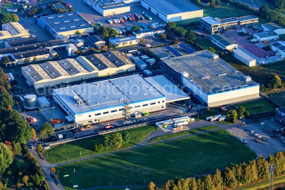 Aerial photograph Stade - Construction site for a warehouse and forwarding building in Stade in the state Lower Saxony, Germany