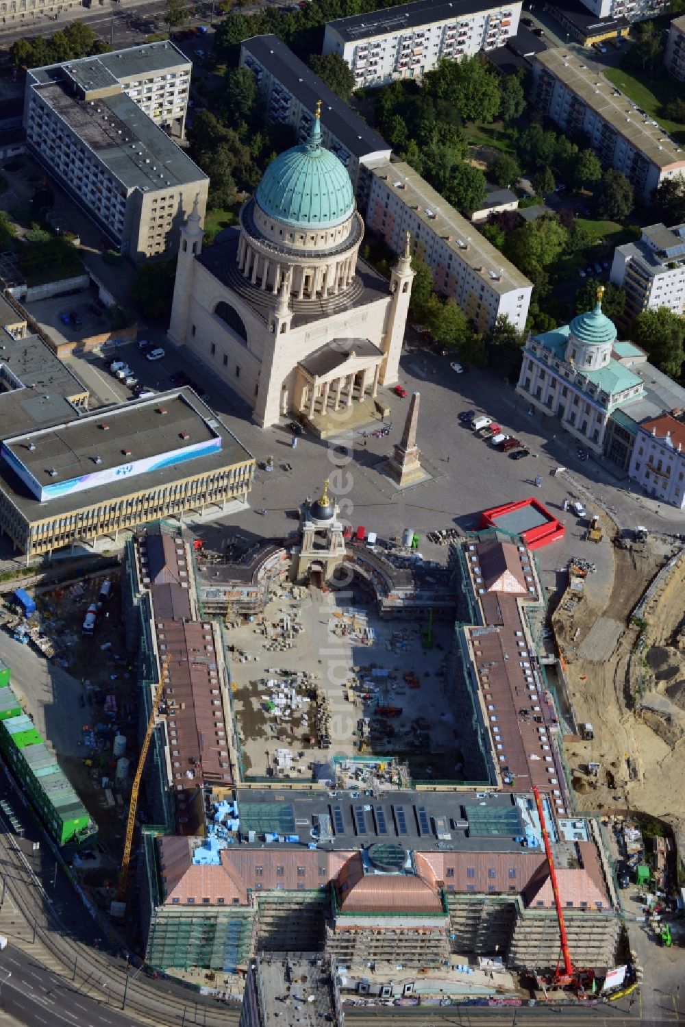 Aerial image Potsdam - View of new construction of the parliament in Potsdam in Brandenburg