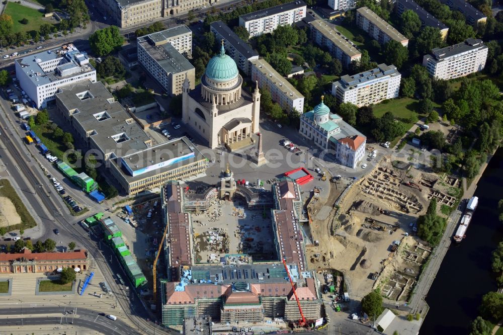 Aerial photograph Potsdam - View of new construction of the parliament in Potsdam in Brandenburg