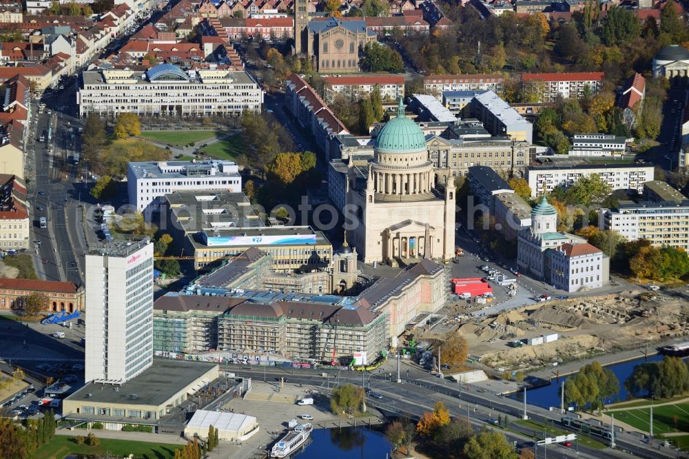 Aerial photograph Potsdam - View of new construction of the parliament in Potsdam in Brandenburg