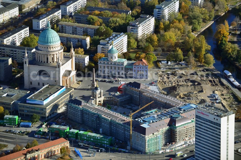 Potsdam from above - View of new construction of the parliament in Potsdam in Brandenburg