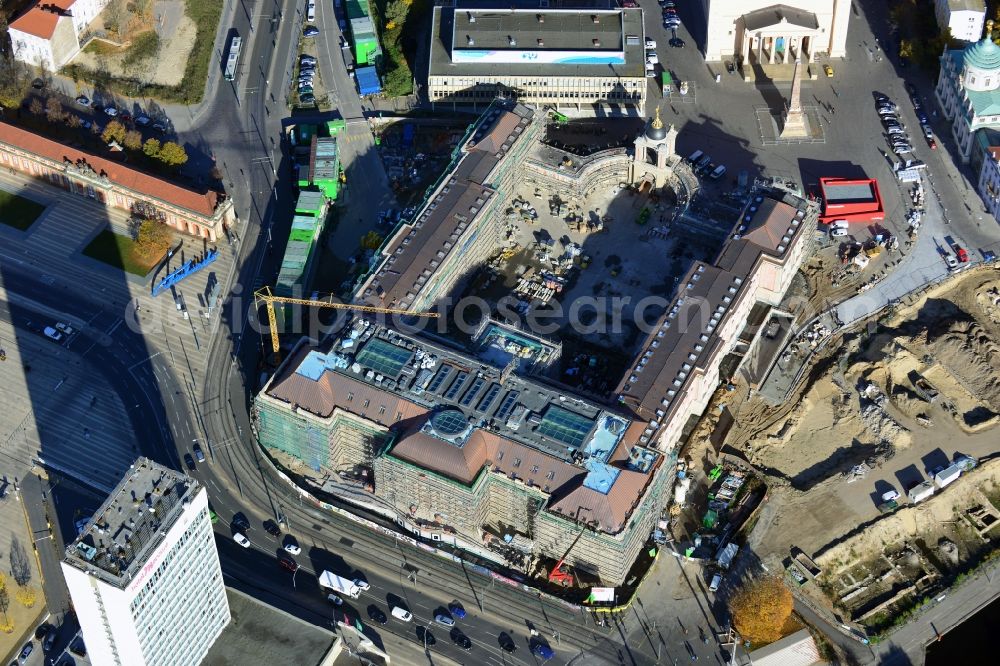 Aerial photograph Potsdam - View of new construction of the parliament in Potsdam in Brandenburg