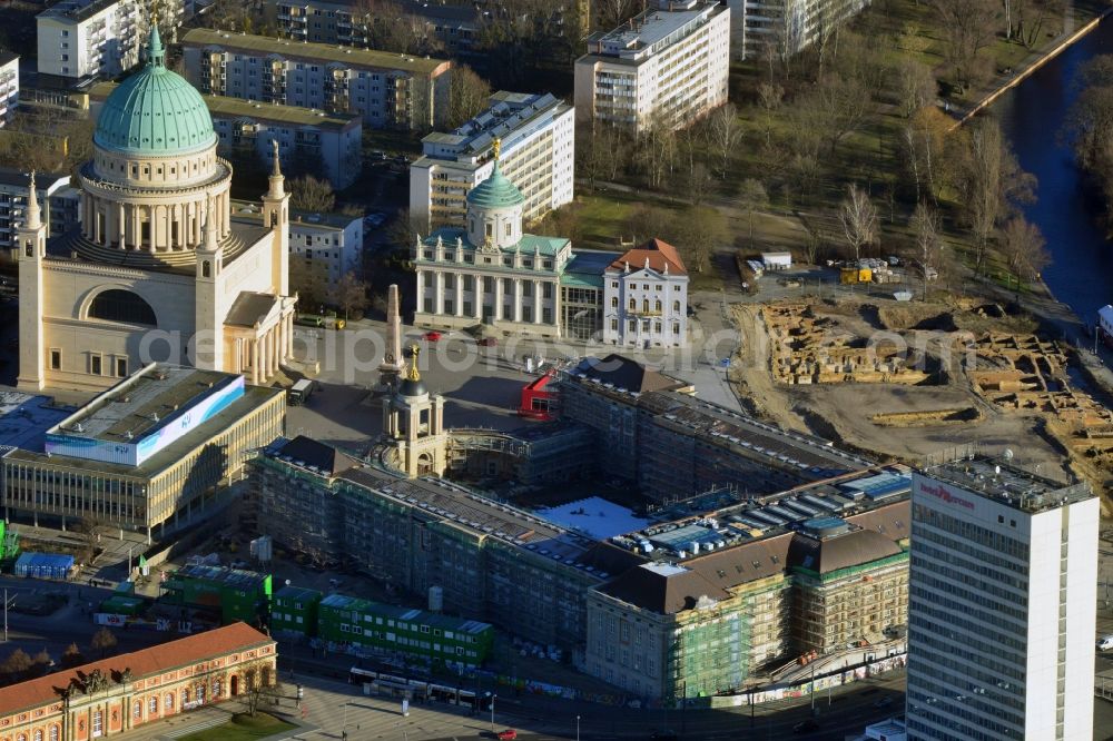 Potsdam from above - View of new construction of the parliament in Potsdam in Brandenburg