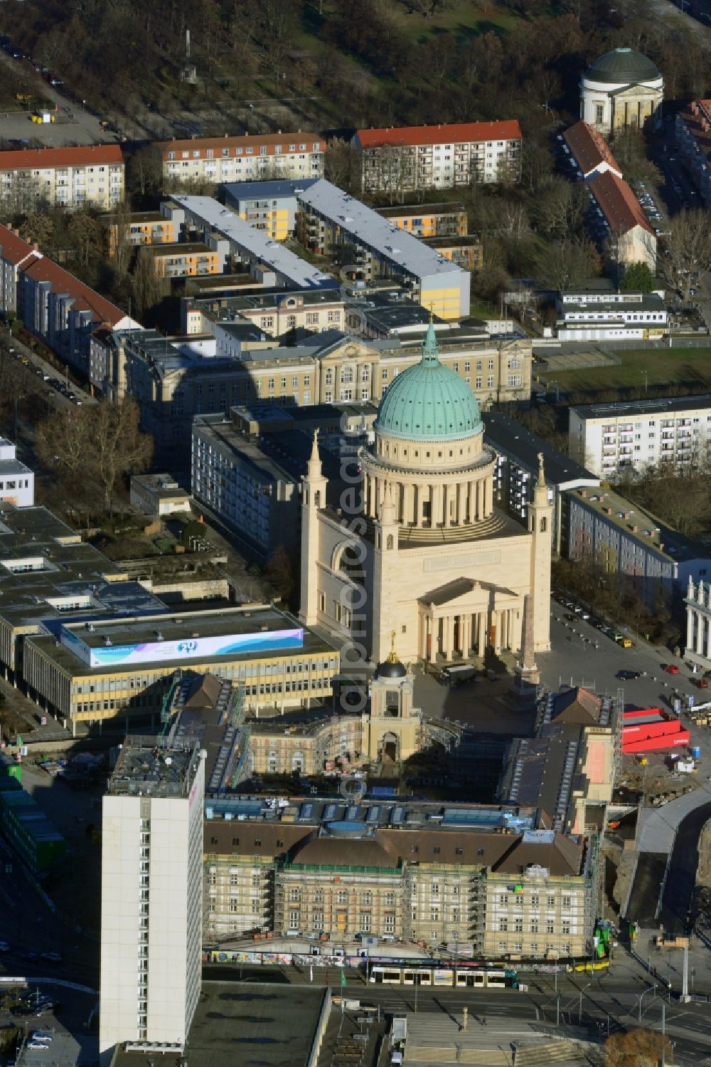 Aerial image Potsdam - View of new construction of the parliament in Potsdam in Brandenburg