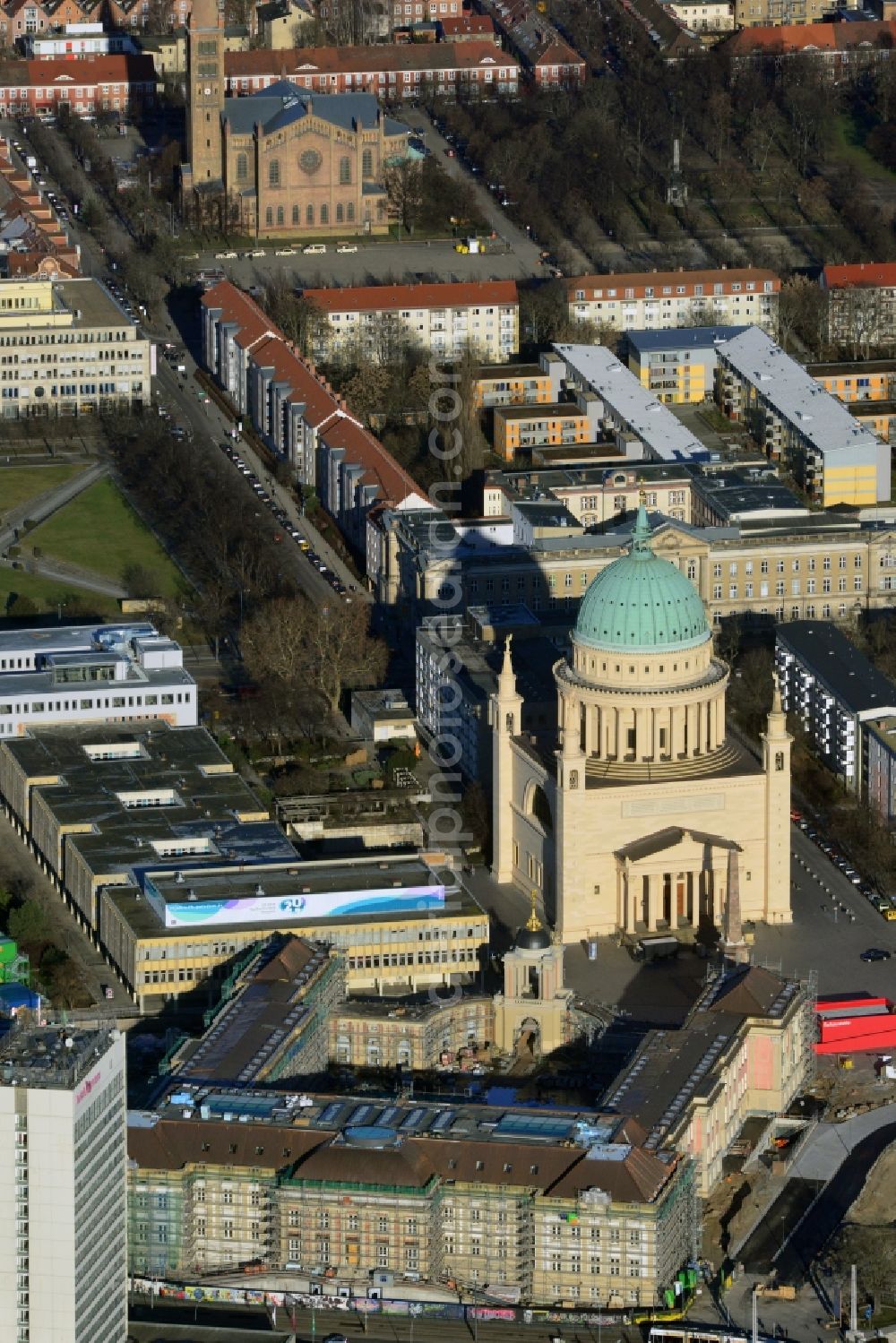 Aerial photograph Potsdam - View of new construction of the parliament in Potsdam in Brandenburg