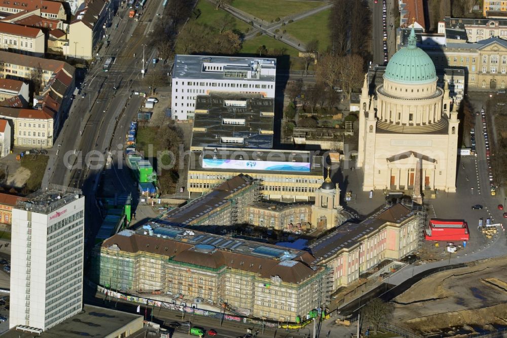 Potsdam from above - View of new construction of the parliament in Potsdam in Brandenburg