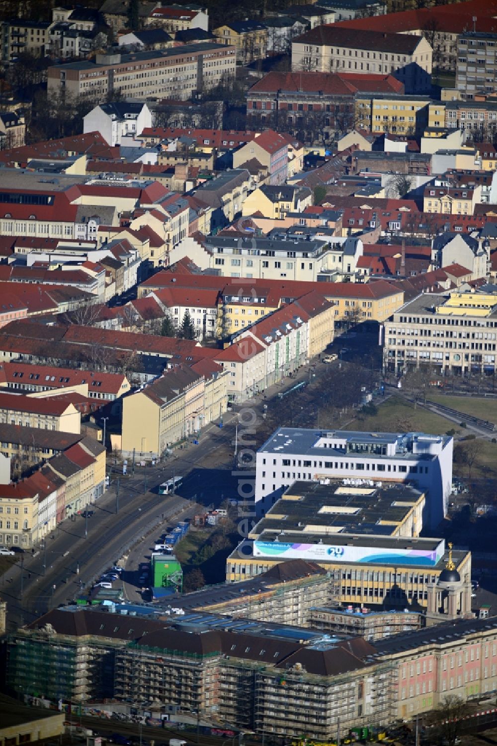 Aerial photograph Potsdam - View of new construction of the parliament in Potsdam in Brandenburg