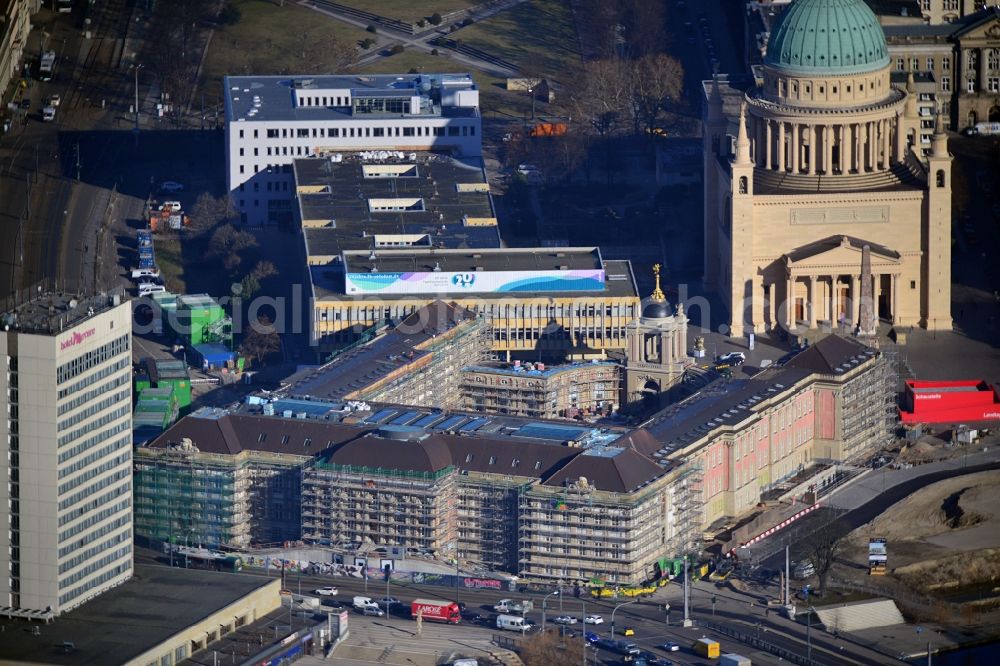 Potsdam from above - View of new construction of the parliament in Potsdam in Brandenburg