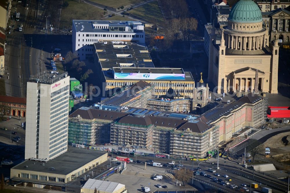 Aerial photograph Potsdam - View of new construction of the parliament in Potsdam in Brandenburg