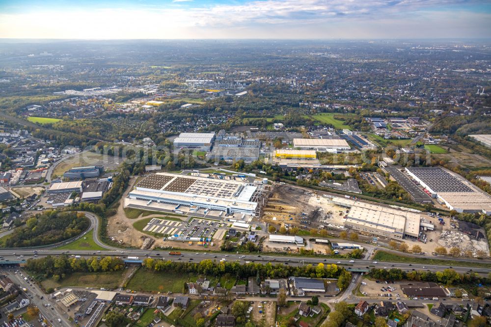 Herne from above - Construction site and assembly work for the construction of the Lidl high-bay warehouse building complex and logistics center on the premises HerBo43 on street Suedstrasse in the district Riemke in Herne at Ruhrgebiet in the state North Rhine-Westphalia, Germany