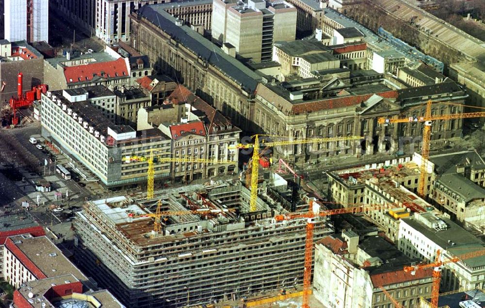 Aerial photograph Berlin - 02.04.1995 Neubau Linden-Corso Unter den Linden in Berlin-Mitte