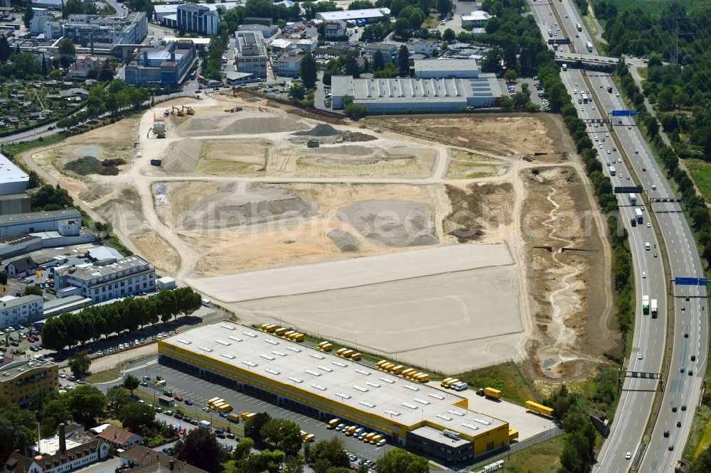 Frankfurt am Main from above - Construction site with development works and embankments works zum Neubau eines Logistikpark Segro City Park on Gaugrafenstrasse in Frankfurt in the state Hesse, Germany