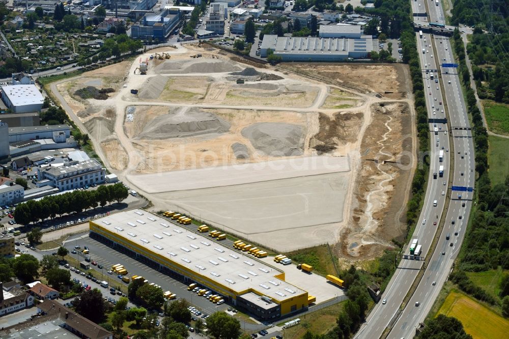 Frankfurt am Main from the bird's eye view: Construction site with development works and embankments works zum Neubau eines Logistikpark Segro City Park on Gaugrafenstrasse in Frankfurt in the state Hesse, Germany