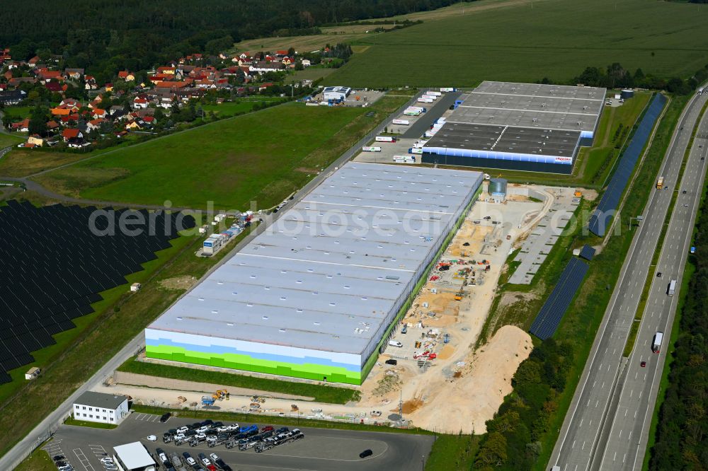 Aerial photograph Bollberg - Construction site to build a new building complex on the site of the logistics center on street Im Gewerbepark in Bollberg in the state Thuringia, Germany