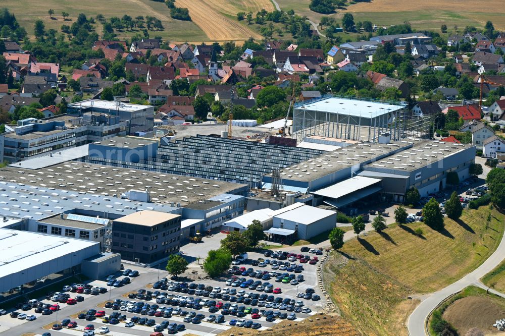 Aerial photograph Schopfloch - Construction site to build a new building complex on the site of the logistics center and Buerogebaeude on Firmengelaende of HOMAG GmbH on street Am Roedelsberg in Schopfloch in the state Baden-Wuerttemberg, Germany