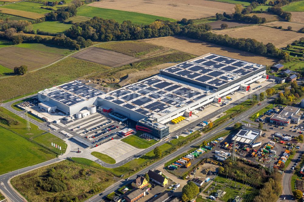 Selm from the bird's eye view: Construction site to build a new building complex on the site of the logistics center Cordes & Graefe on street Werner Strasse in Selm in the state North Rhine-Westphalia, Germany