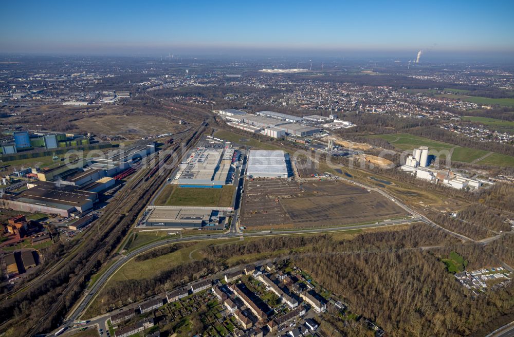 Dortmund from the bird's eye view: Construction site to build a new building complex on the site of the logistics center on the former Hoeschgelaende in the district Westfalenhuette in Dortmund at Ruhrgebiet in the state North Rhine-Westphalia, Germany