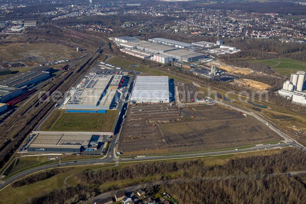 Aerial image Dortmund - Construction site to build a new building complex on the site of the logistics center on the former Hoeschgelaende in the district Westfalenhuette in Dortmund at Ruhrgebiet in the state North Rhine-Westphalia, Germany