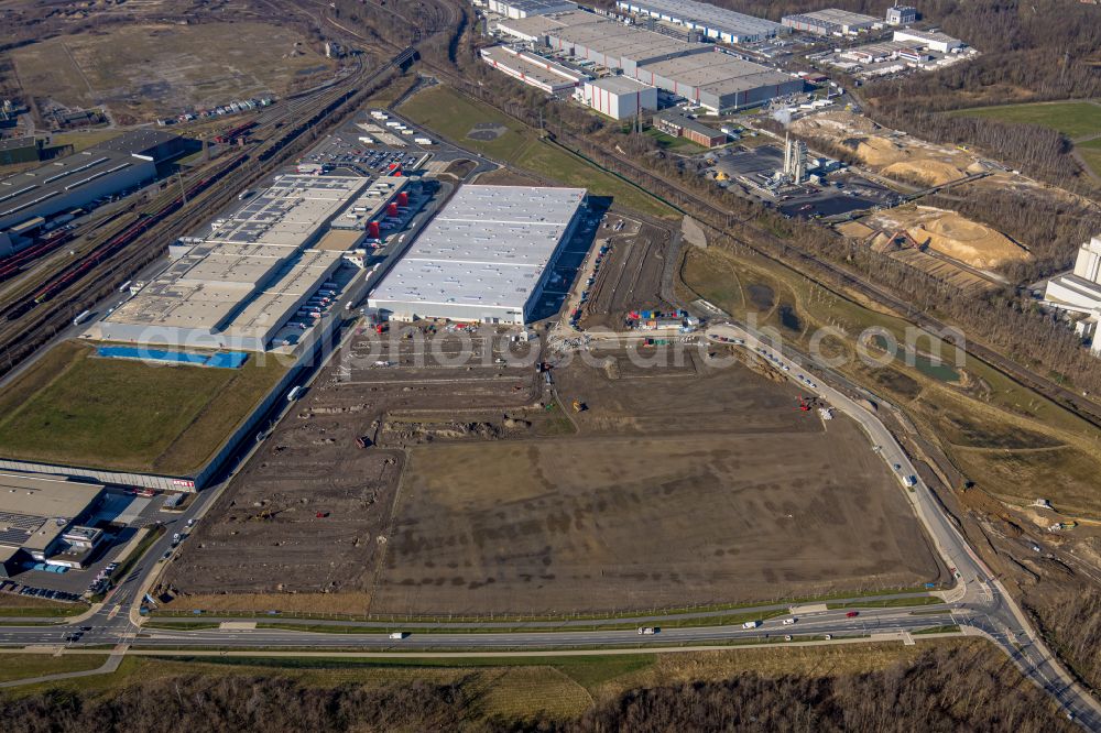 Aerial photograph Dortmund - Construction site to build a new building complex on the site of the logistics center on the former Hoeschgelaende in the district Westfalenhuette in Dortmund at Ruhrgebiet in the state North Rhine-Westphalia, Germany