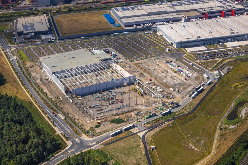 Dortmund from the bird's eye view: Construction site to build a new building complex on the site of the logistics center on the former Hoeschgelaende in the district Westfalenhuette in Dortmund at Ruhrgebiet in the state North Rhine-Westphalia, Germany