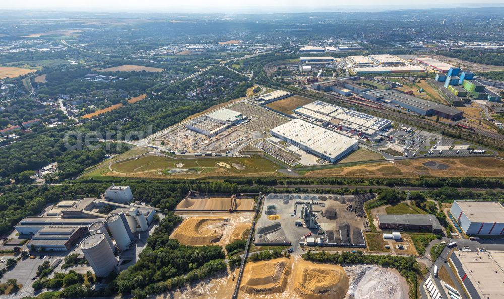 Dortmund from above - Construction site to build a new building complex on the site of the logistics center on the former Hoeschgelaende in the district Westfalenhuette in Dortmund at Ruhrgebiet in the state North Rhine-Westphalia, Germany