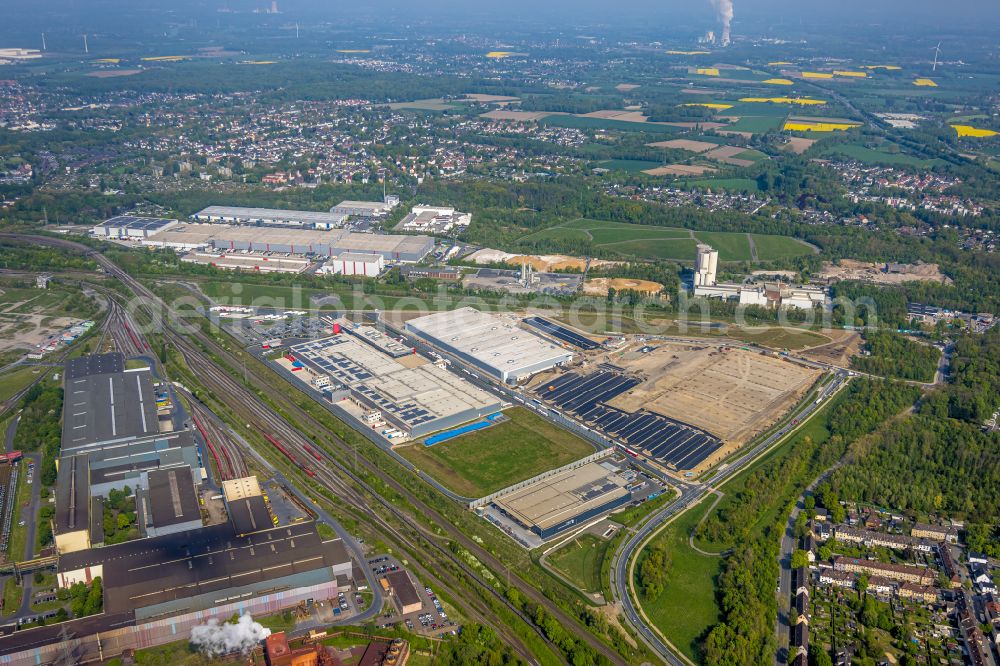 Aerial photograph Dortmund - Construction site to build a new building complex on the site of the logistics center on the former Hoeschgelaende in the district Westfalenhuette in Dortmund at Ruhrgebiet in the state North Rhine-Westphalia, Germany