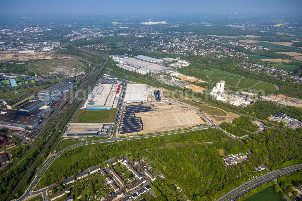 Dortmund from above - Construction site to build a new building complex on the site of the logistics center on the former Hoeschgelaende in the district Westfalenhuette in Dortmund at Ruhrgebiet in the state North Rhine-Westphalia, Germany