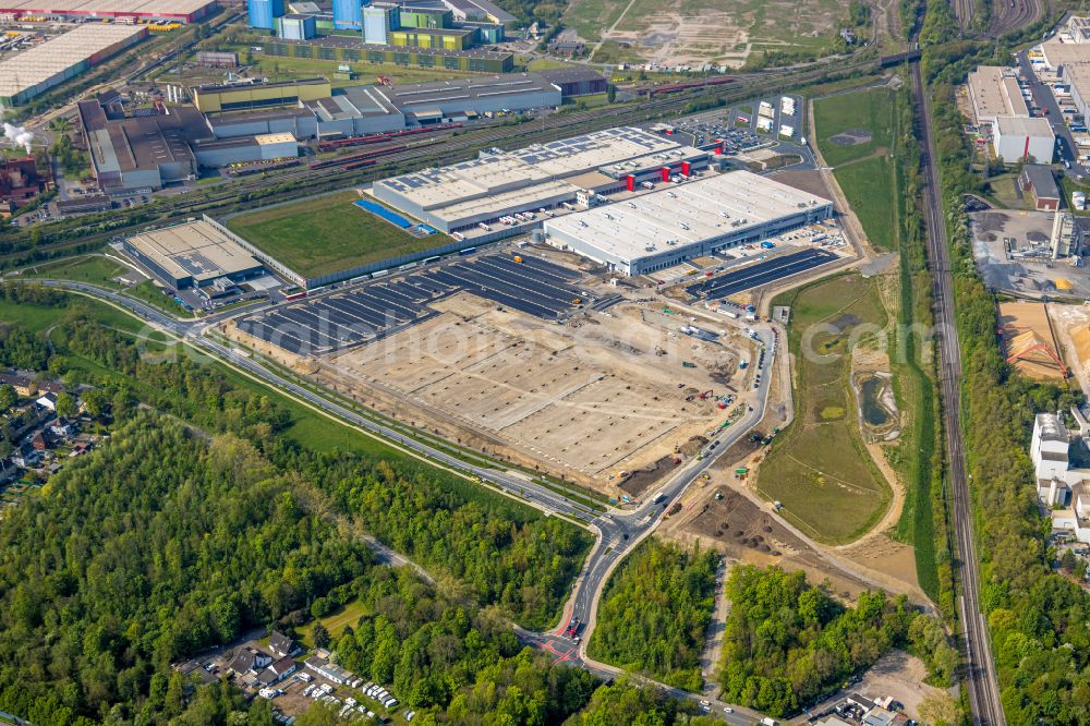 Aerial image Dortmund - Construction site to build a new building complex on the site of the logistics center on the former Hoeschgelaende in the district Westfalenhuette in Dortmund at Ruhrgebiet in the state North Rhine-Westphalia, Germany