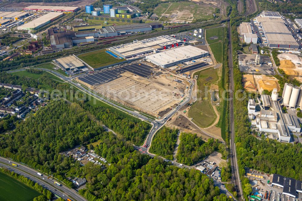 Aerial photograph Dortmund - Construction site to build a new building complex on the site of the logistics center on the former Hoeschgelaende in the district Westfalenhuette in Dortmund at Ruhrgebiet in the state North Rhine-Westphalia, Germany