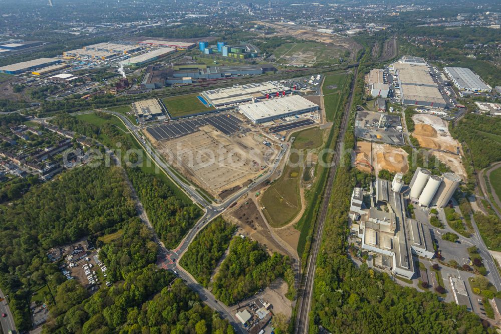 Aerial photograph Dortmund - Construction site to build a new building complex on the site of the logistics center on the former Hoeschgelaende in the district Westfalenhuette in Dortmund at Ruhrgebiet in the state North Rhine-Westphalia, Germany