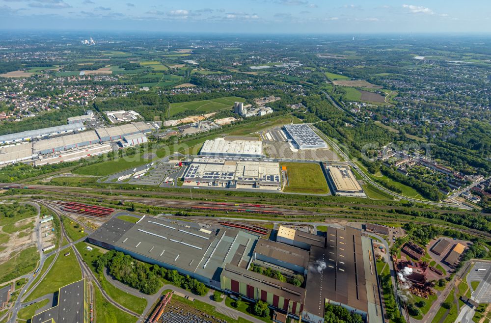 Dortmund from above - Construction site to build a new building complex on the site of the logistics center on the former Hoeschgelaende in the district Westfalenhuette in Dortmund at Ruhrgebiet in the state North Rhine-Westphalia, Germany