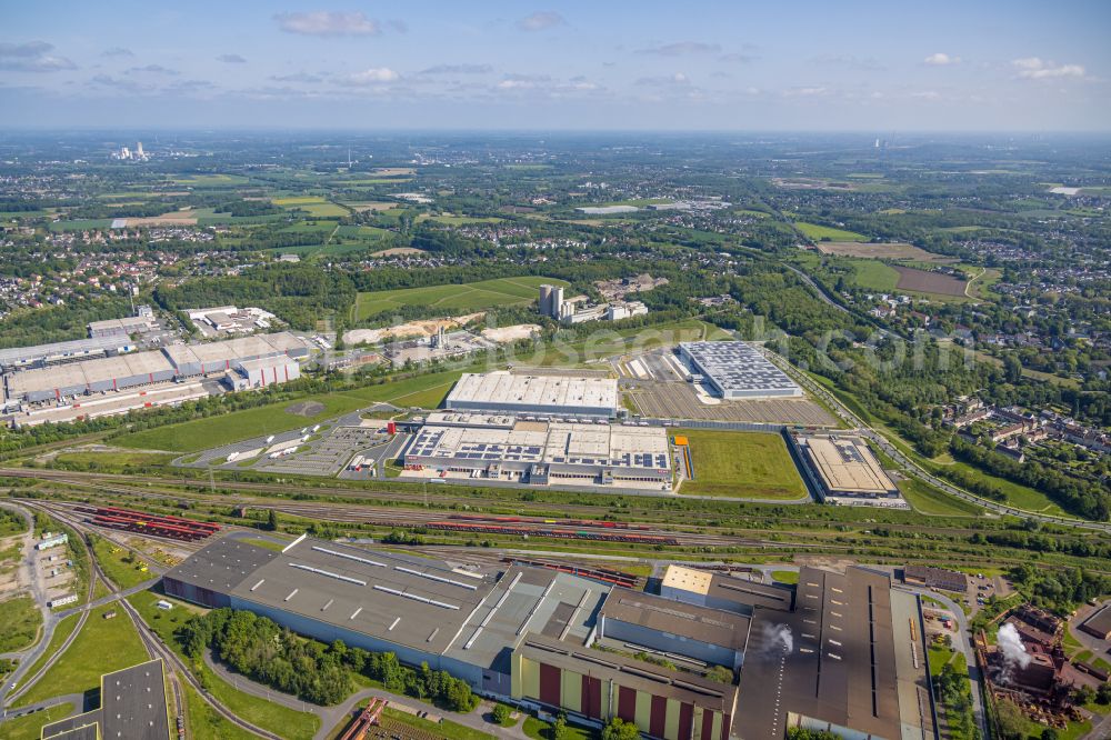 Dortmund from the bird's eye view: Construction site to build a new building complex on the site of the logistics center on the former Hoeschgelaende in the district Westfalenhuette in Dortmund at Ruhrgebiet in the state North Rhine-Westphalia, Germany