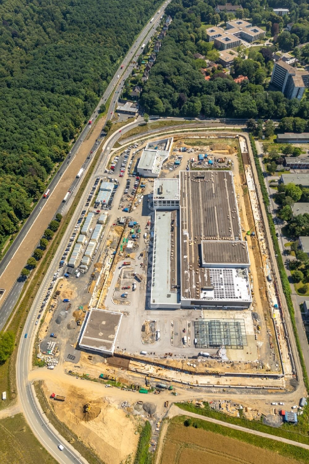 Aerial photograph Dortmund - Construction site of building complex on the site of the logistics center money store of the Deutschen Bundesbank in Dortmund at Ruhrgebiet in the state North Rhine-Westphalia