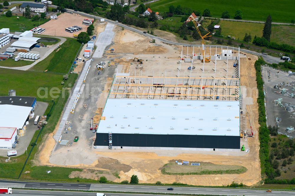 Aerial photograph Wittenburg - Construction site for the new construction of a logistics center - logistics campus - on the street Alter Woelzower Weg in Wittenburg in the state Mecklenburg - Western Pomerania, Germany