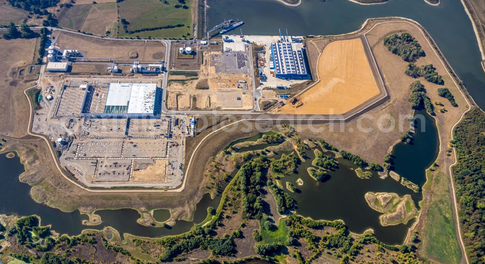 Lippedorf from the bird's eye view: Construction site to build a new building complex on the site of the logistics center NORDFROST GmbH & Co. KG in Lippedorf at Ruhrgebiet in the state North Rhine-Westphalia, Germany