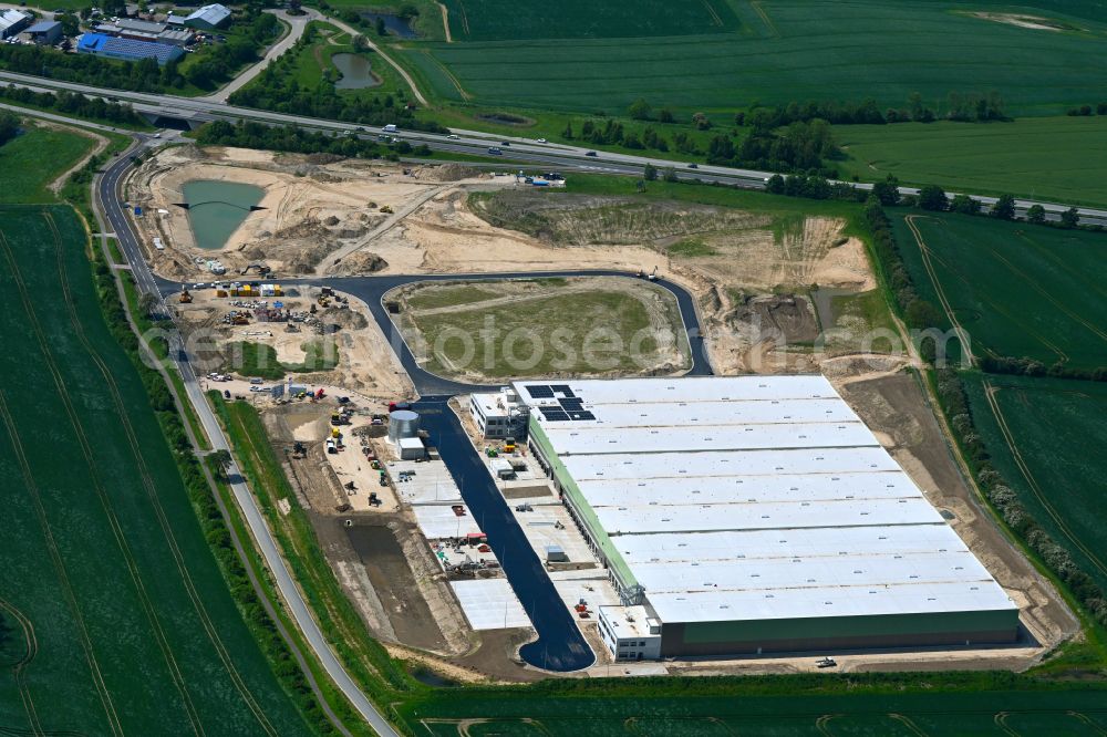Oldenburg from above - Construction site to build a new building complex on the site of the logistics center in Oldenburg in the state Schleswig-Holstein, Germany