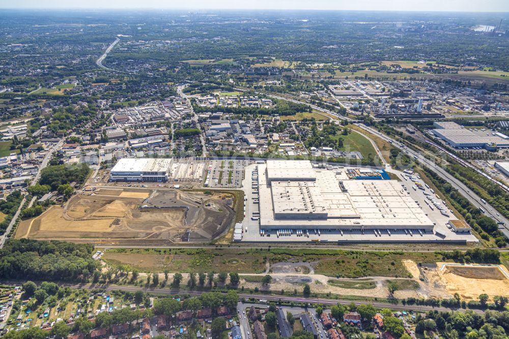 Oberhausen from the bird's eye view: Construction site to build a new building complex on the site of the logistics center of Online Supermarkt Picnic on street Tannenstrasse in the district Weierheide in Oberhausen at Ruhrgebiet in the state North Rhine-Westphalia, Germany