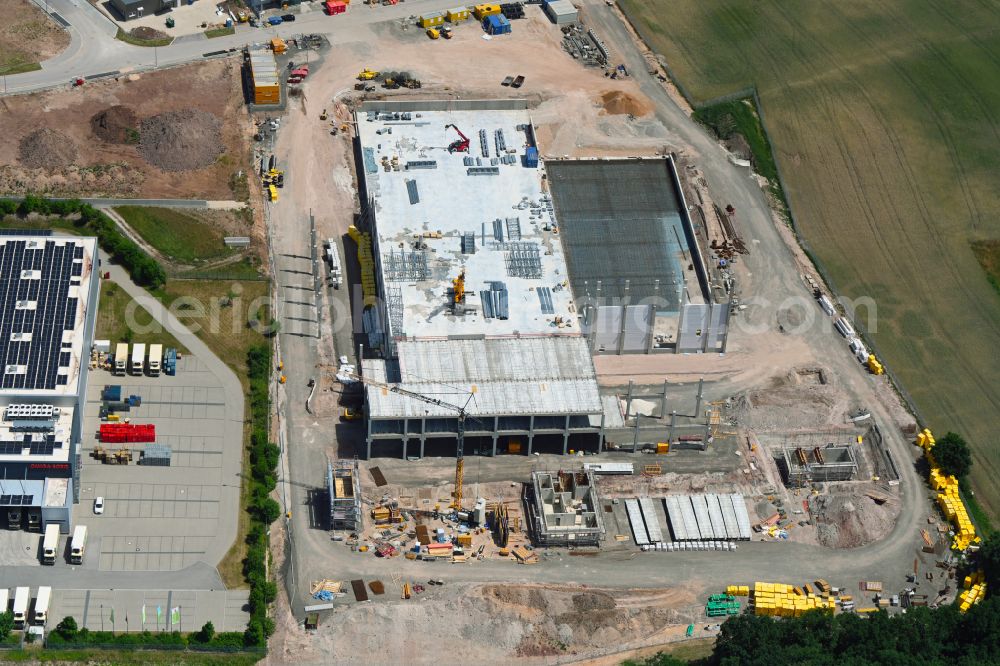 Rednitzhembach from above - Construction site to build a new building complex on the site of the logistics center on street Pfaffenhofener Strasse in Rednitzhembach in the state Bavaria, Germany