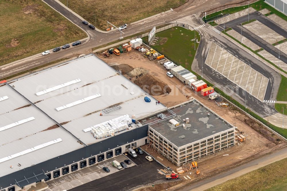 Gengenbach from the bird's eye view: Construction site to build a new building complex on the site of the logistics center Streit-Logistikzentrum in Gengenbach in the state Baden-Wuerttemberg, Germany