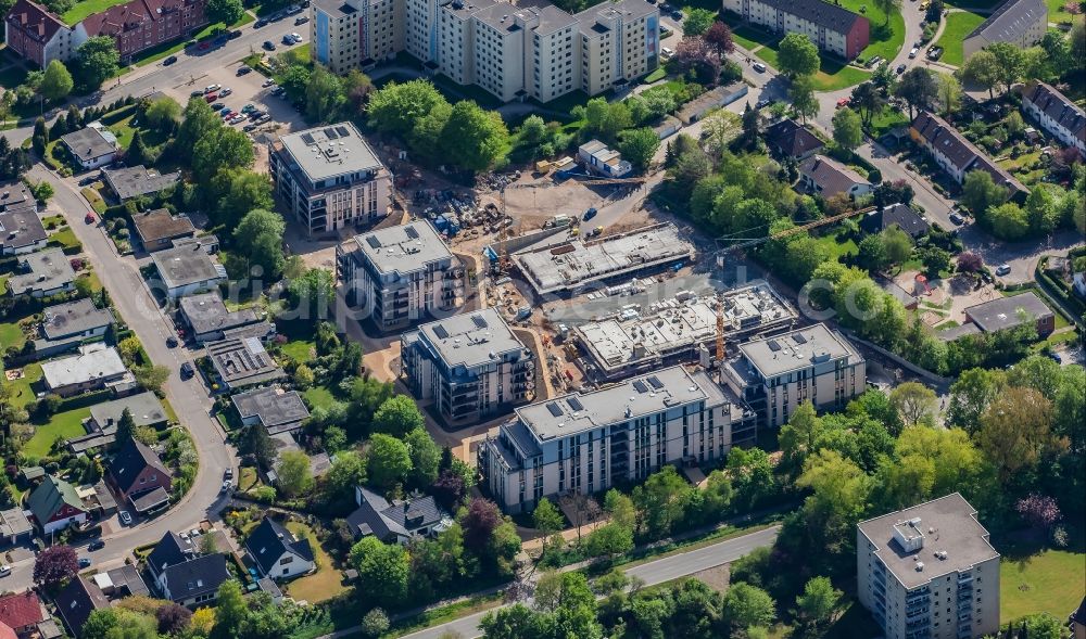 Flensburg from the bird's eye view: Construction site to build a new multi-family residential complex ALTE GAeRTNEREI in Ortsteil Muerwik in Flensburg in the state Schleswig-Holstein, Germany