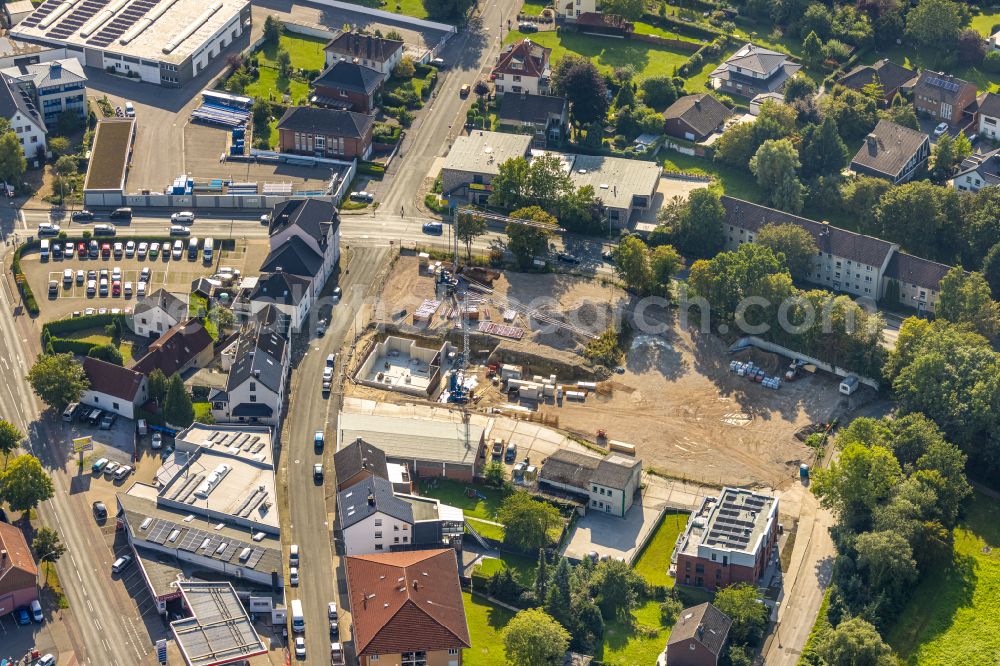 Aerial photograph Beckum - Construction site to build a new multi-family residential complex on street Werseweg - Holtmarweg in Beckum at Ruhrgebiet in the state North Rhine-Westphalia, Germany