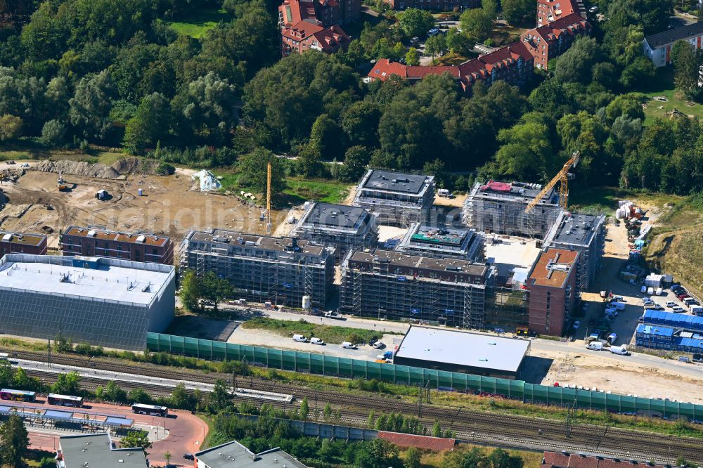 Aerial photograph Pinneberg - Construction site to build a new multi-family residential complex Auenhoefe on street An der Muehlenau in Pinneberg in the state Schleswig-Holstein, Germany