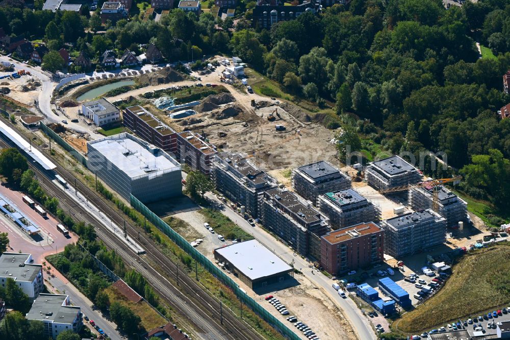 Aerial photograph Pinneberg - Construction site to build a new multi-family residential complex Auenhoefe on street An der Muehlenau in Pinneberg in the state Schleswig-Holstein, Germany