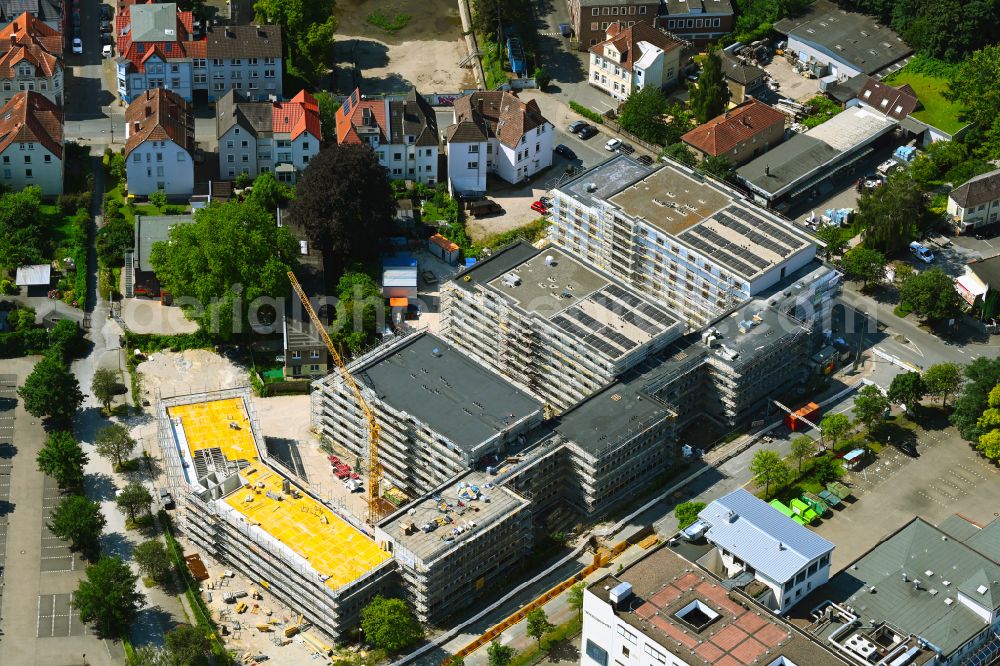 Aerial image Bielefeld - Construction site to build a new multi-family residential complex on street Sudbrackstrasse - Mielestrasse in the district Mitte in Bielefeld in the state North Rhine-Westphalia, Germany