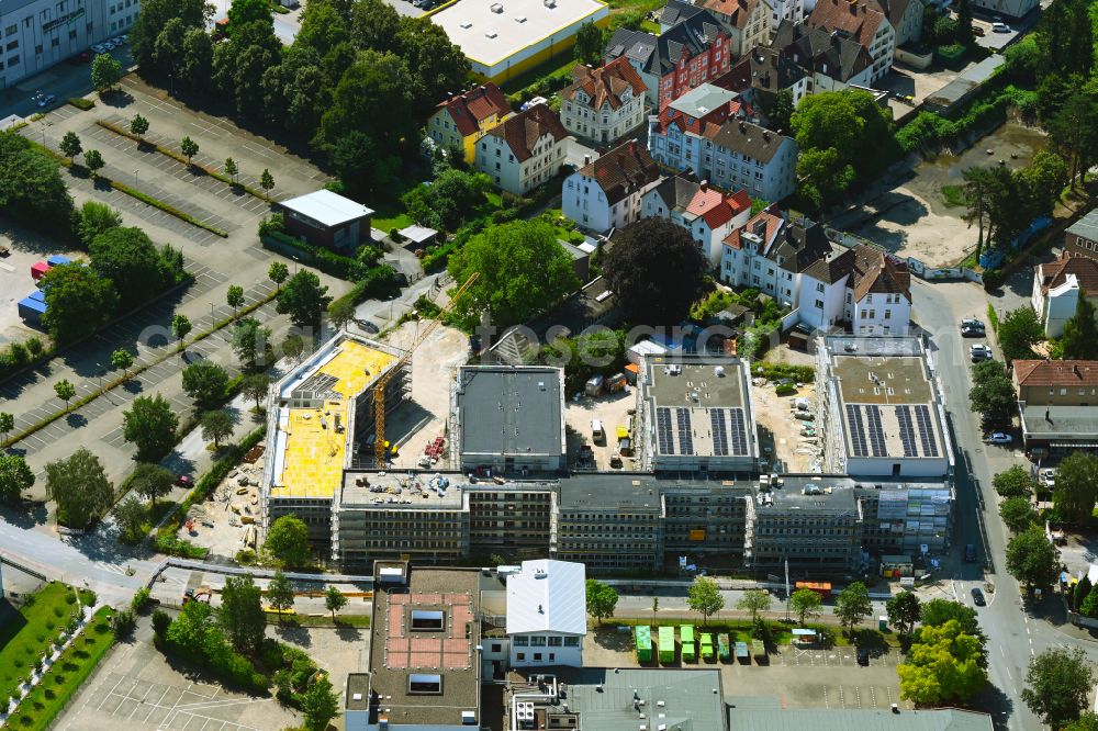 Aerial photograph Bielefeld - Construction site to build a new multi-family residential complex on street Sudbrackstrasse - Mielestrasse in the district Mitte in Bielefeld in the state North Rhine-Westphalia, Germany