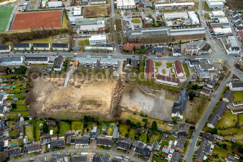 Aerial image Bottrop - Construction site to build a new multi-family residential complex on street Reckmannallee in Bottrop at Ruhrgebiet in the state North Rhine-Westphalia, Germany