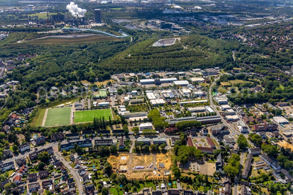 Bottrop from above - Construction site to build a new multi-family residential complex on street Reckmannallee in Bottrop at Ruhrgebiet in the state North Rhine-Westphalia, Germany