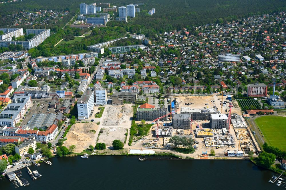 Aerial image Berlin - Construction site to build a new multi-family residential complex on street Wendenschlossstrasse in the district Koepenick in Berlin, Germany