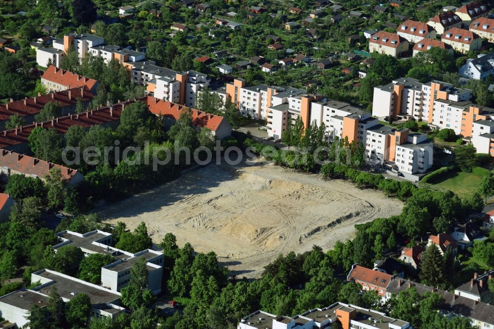 Berlin from above - Construction site to build a new multi-family residential complex Dessauerstrasse - Retzowstrasse in the district Lankwitz in Berlin, Germany