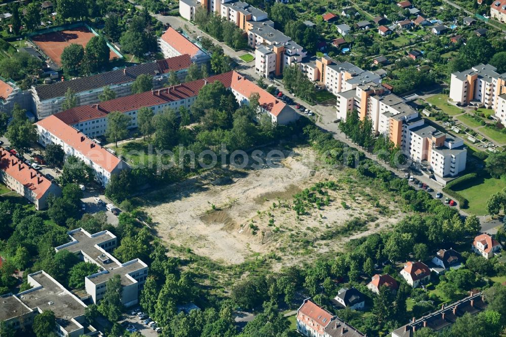 Berlin from above - Construction site to build a new multi-family residential complex Dessauerstrasse - Retzowstrasse in the district Lankwitz in Berlin, Germany